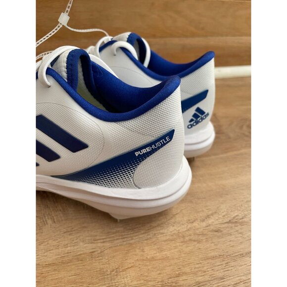 NWT Adidas PureHustle 2 Womens Softball Cleats White/Blue Synthetic Upper With M - Picture 3 of 7